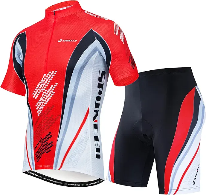 sponeed Bicycle Jersey for Men Cyclist Shirts and Shorts Set Short Sleeve Suits Padded Bike Pants