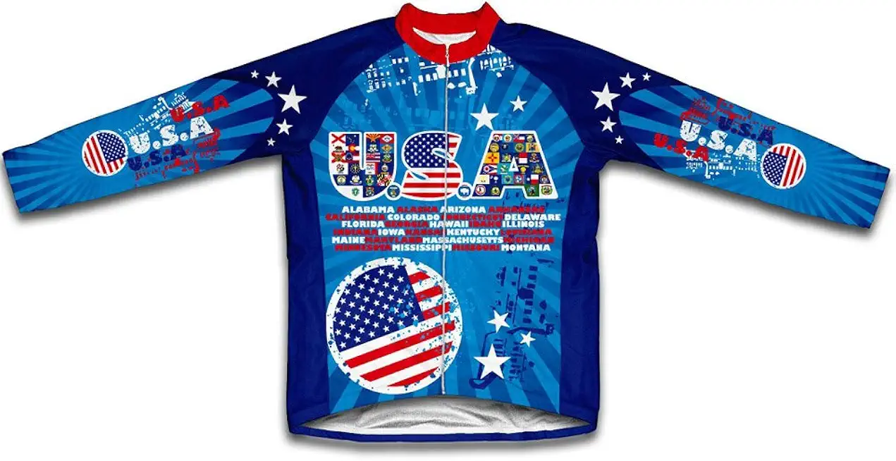 ScudoPro USA All State Flags Winter Thermal Cycling Jersey for Women