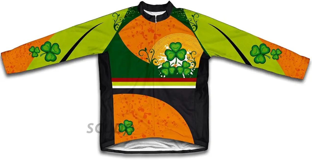 ScudoPro St. Patrick's Day Lucky Leaf Winter Thermal Cycling Jersey for Women