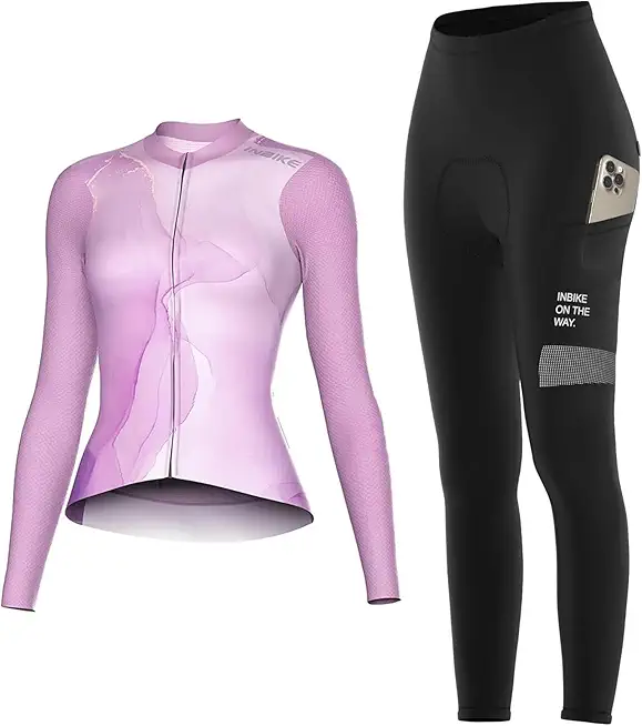INBIKE Cycling Jersey for Women and Cycling Pants UV Protect Purple X-Large