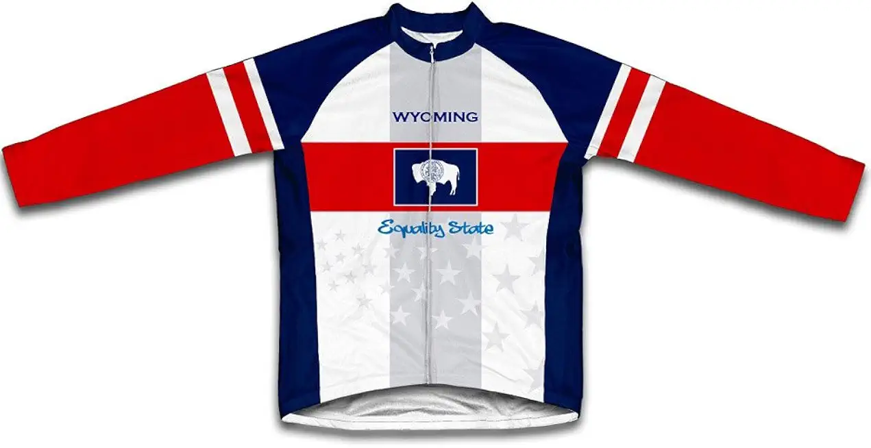 ScudoPro Wyoming Flag Winter Thermal Cycling Jersey for Men