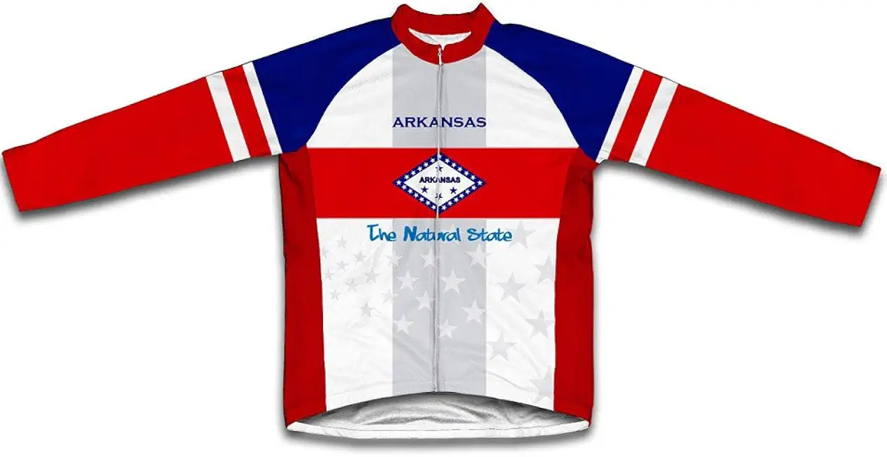 ScudoPro Arkansas Flag Winter Thermal Cycling Jersey for Men