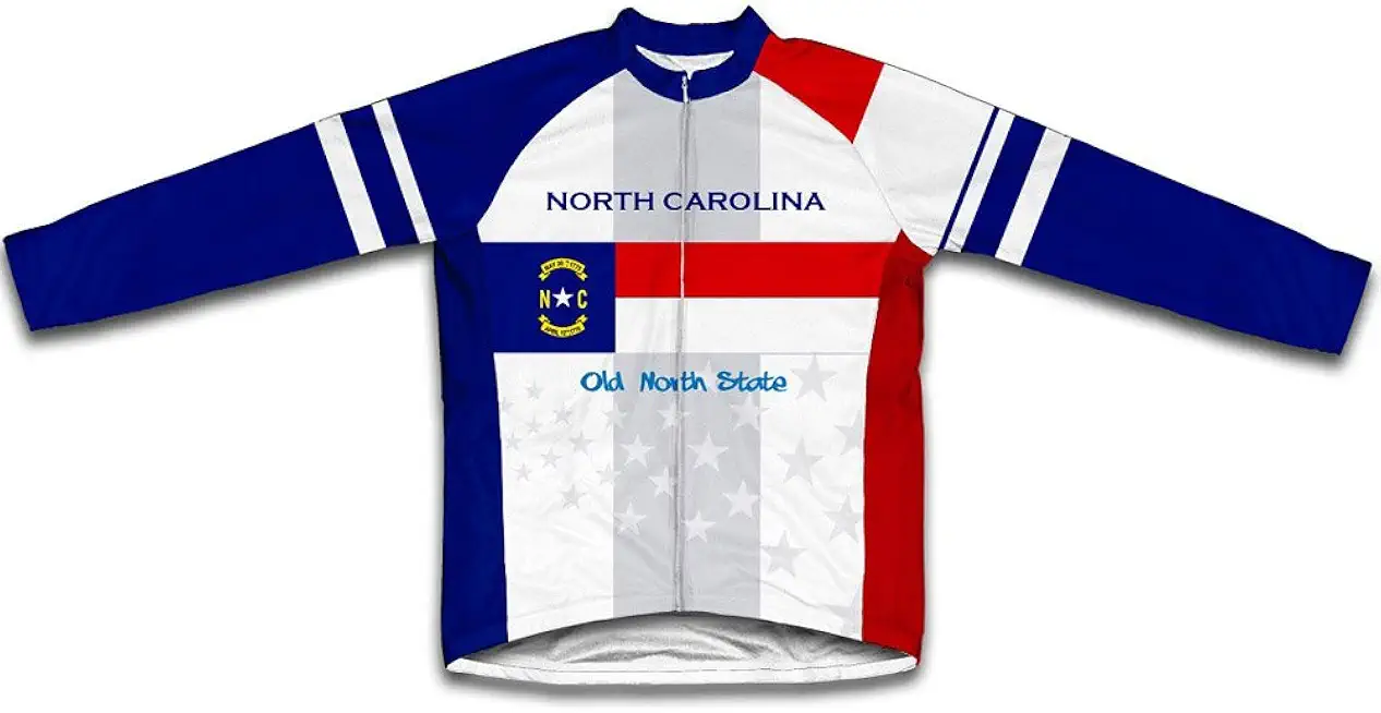 ScudoPro North Carolina Flag Winter Thermal Cycling Jersey for Men
