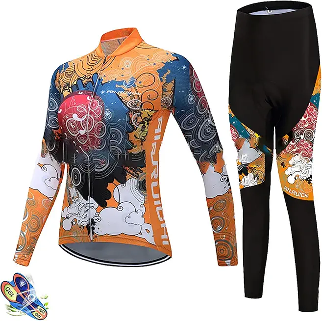 Cycling Jersey Set Winter Women Long Sleeve + 3D Padded Pants Trousers MTB Bicycle Wear Thermal Windproof Sports Wear