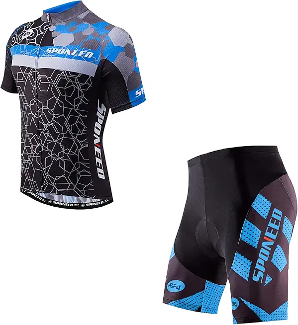 Men Padded Cycling Pants for Bicycle Shorts Club Shirts Uniform Short Sleeved Biking Jersey US M