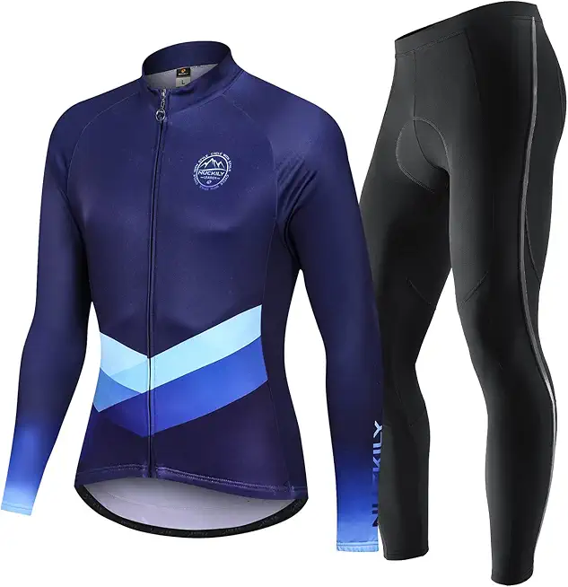 Mens Cycling Suit Windproof Winter Thermal Fleece Sportswear Clothing Set Riding Jersey Jacket & 3D Padded Pants Trousers