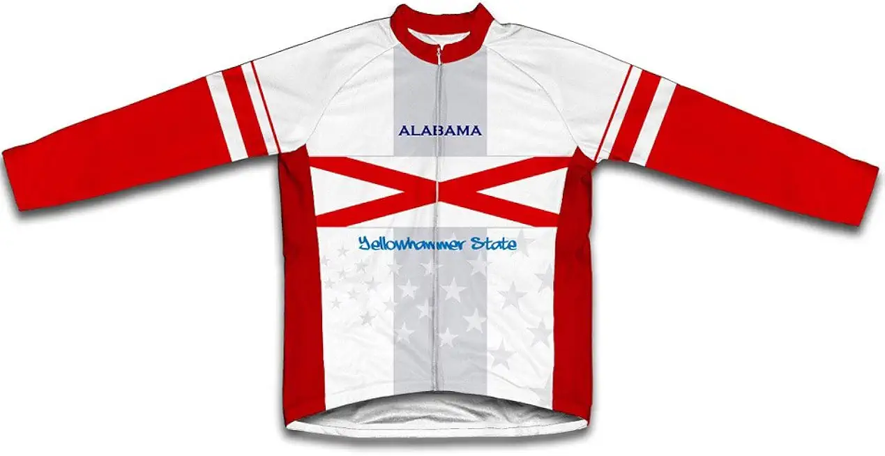 ScudoPro Alabama Flag Winter Thermal Cycling Jersey for Men