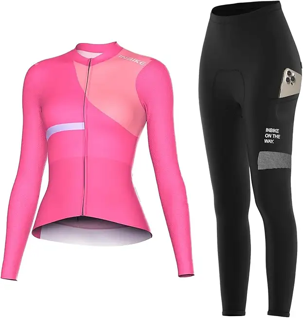 INBIKE Cycling Jersey for Women and Cycling Pants UV Protect Pink Medium