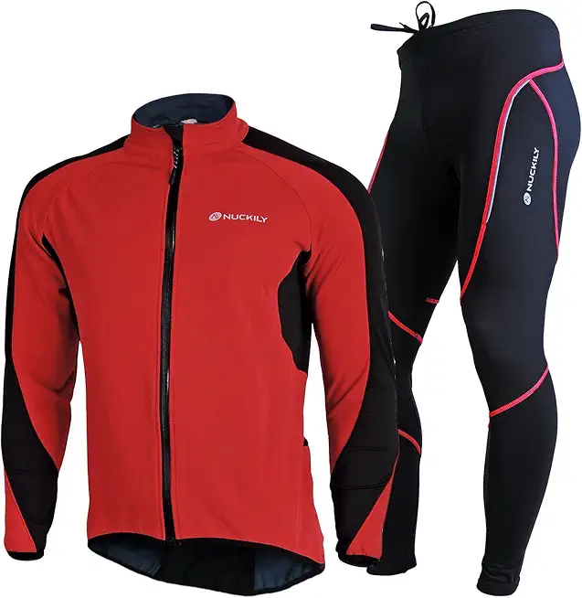 Mens Cycling Suit Windproof Winter Thermal Fleece Sportswear Clothing Set Riding Jersey Jacket & 3D Padded Pants Trousers