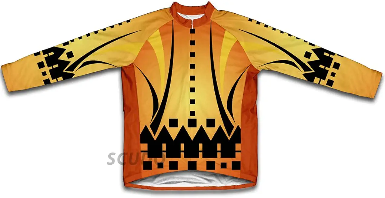 ScudoPro Orange Distorted Winter Thermal Cycling Jersey for Women