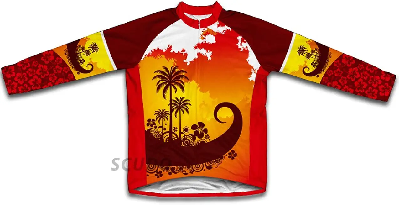 ScudoPro Tropical Sunset Winter Thermal Cycling Jersey for Women