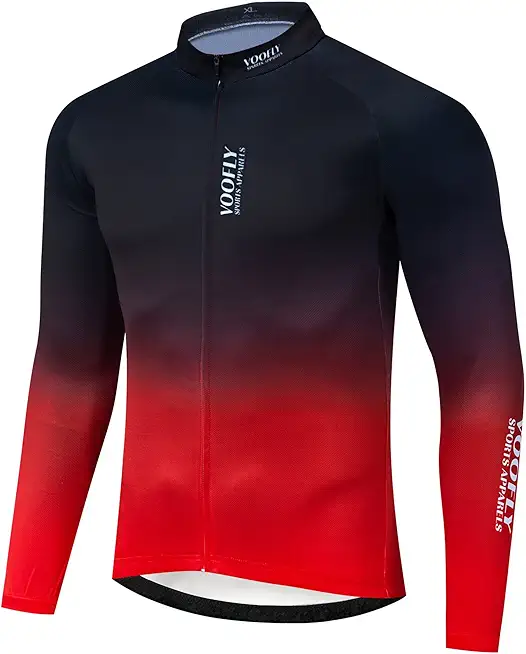 Men's Bike Jersey Long Sleeve Cycling Shirts with Pockets Reflective Full Zipper MTB Bicycle Wear