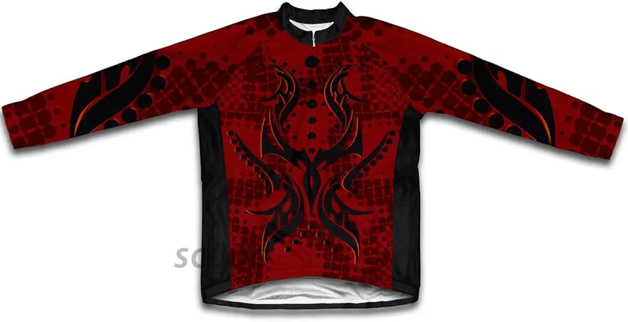 ScudoPro Black & Red Tribal Winter Thermal Cycling Jersey for Women
