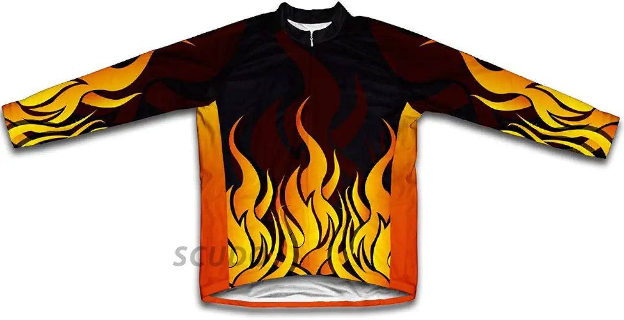 ScudoPro Hot Flames Winter Thermal Cycling Jersey for Men