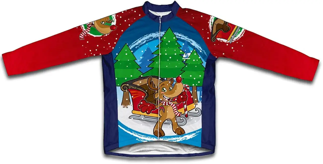 ScudoPro Santa Claus Rudolph Reindeer Winter Thermal Cycling Jersey for Women