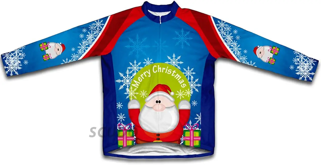 ScudoPro Peekaboo Santa Winter Thermal Cycling Jersey for Women