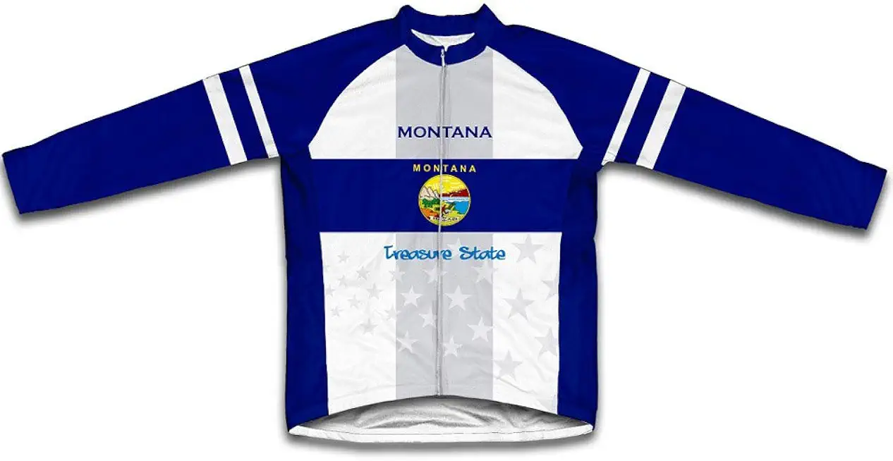 ScudoPro Montana Flag Winter Thermal Cycling Jersey for Men