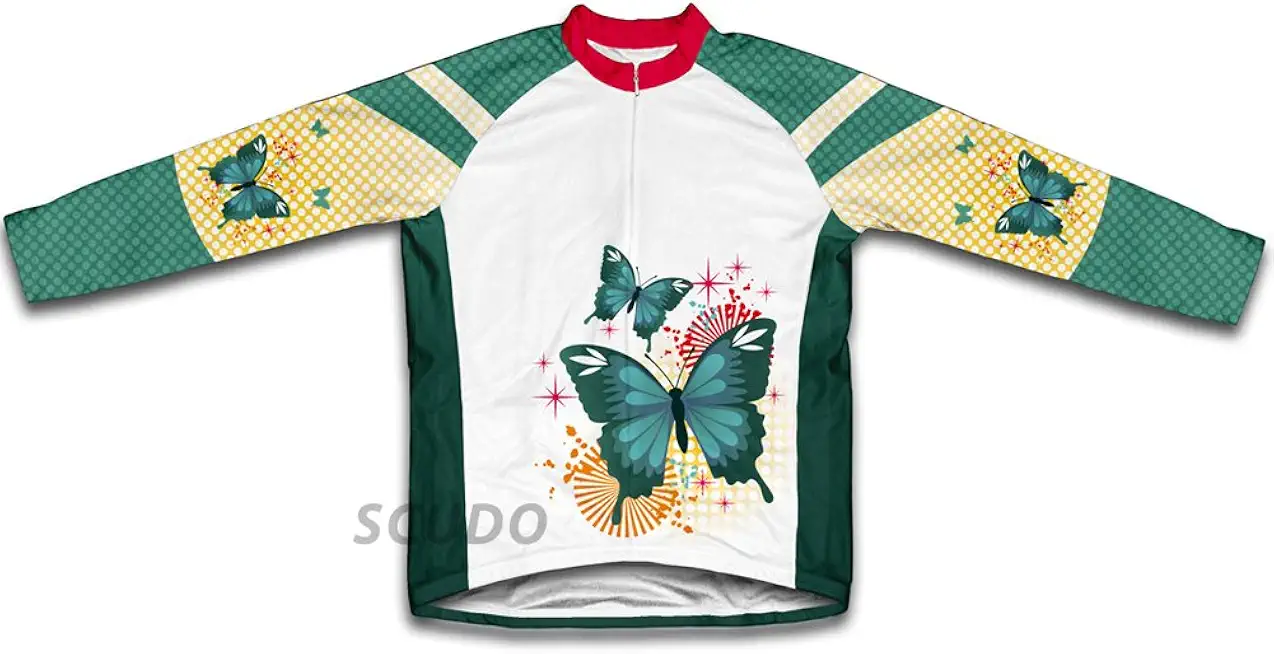 ScudoPro Sparkly Butterfly Winter Thermal Cycling Jersey for Women