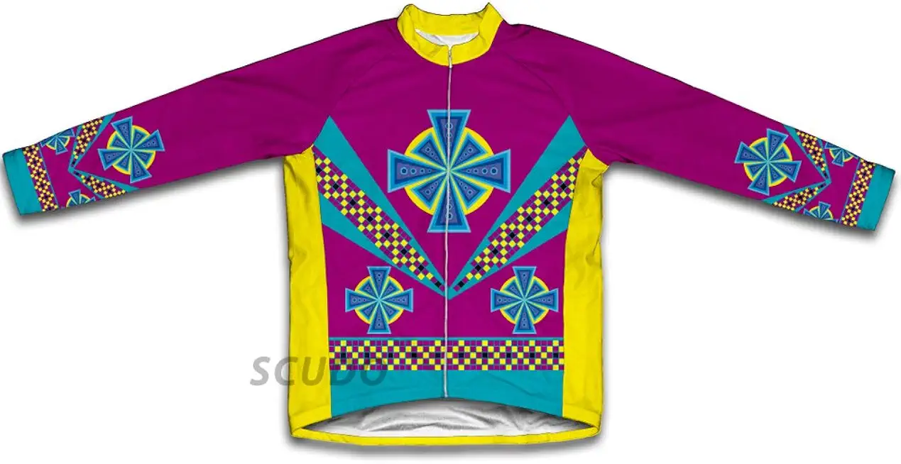 ScudoPro Flower Patterns Winter Thermal Cycling Jersey for Men