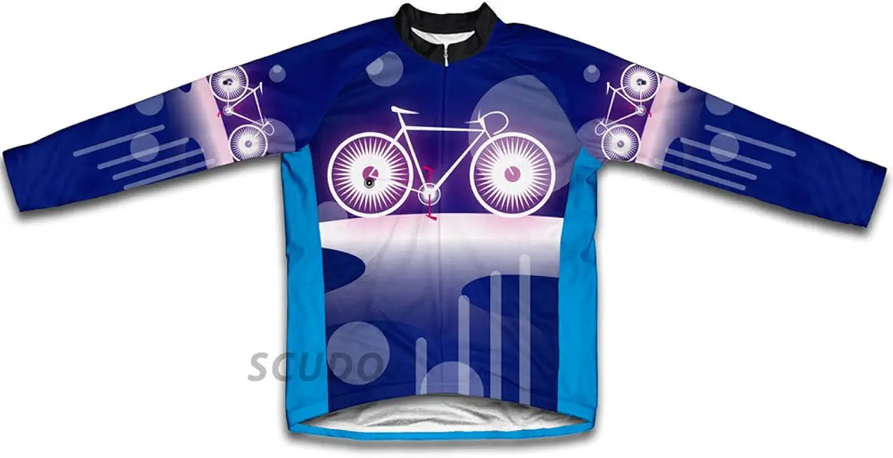ScudoPro Blue Wheels Winter Thermal Cycling Jersey for Women