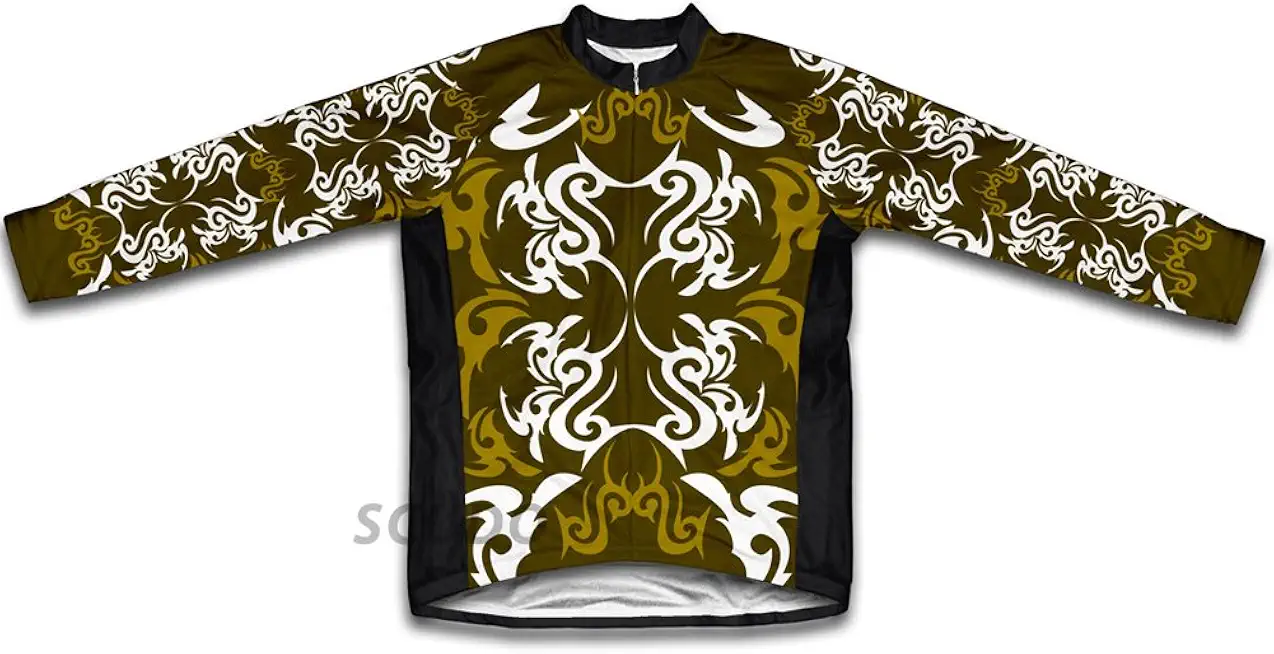 ScudoPro Green Black Tattoo Sheme Winter Thermal Cycling Jersey for Men