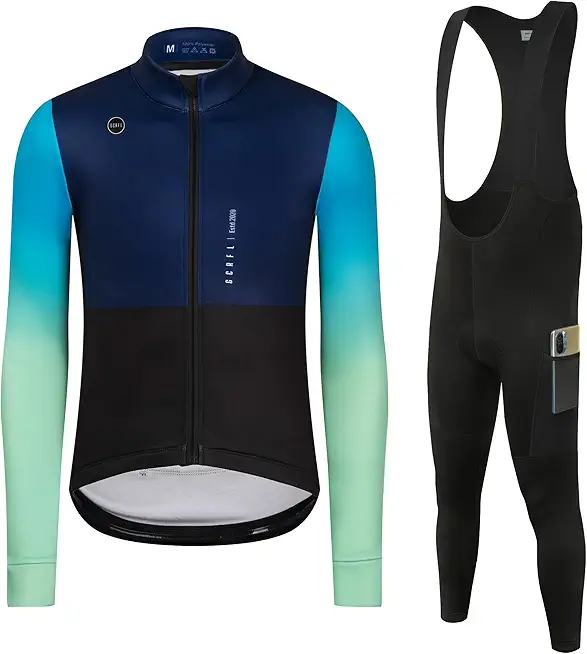 GCRFL Winter Cycling Kit Men's Cycling Jersey Set Long Sleeves Jersey Bike Pants Cycling Clothing Softshell Windbreaker