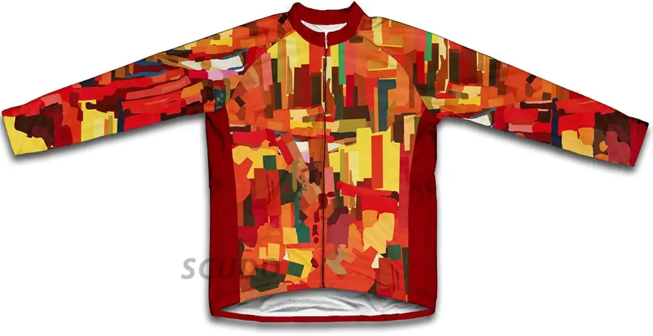 ScudoPro Orange Abstract Winter Thermal Cycling Jersey for Women