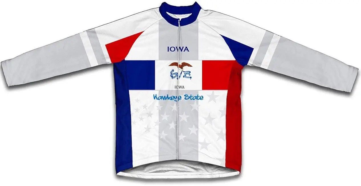 ScudoPro Iowa Flag Winter Thermal Cycling Jersey for Men