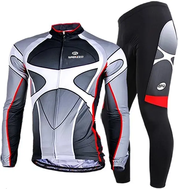 sponeed Men's Bike Jersey Long Sleeve Cycling Apparel Jacket Kit Gears