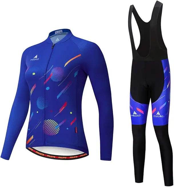 Uriah Women's Cycling Jersey and Black Bib Pants Thermal Fleece Sets Long Sleeve Reflective