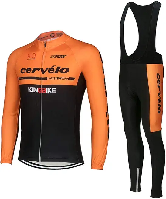 Men's Cycling Jersey Set Bike Jersey Bicycle Winter Thermal Fleece Long Sleeve Suit C4 (V, M)