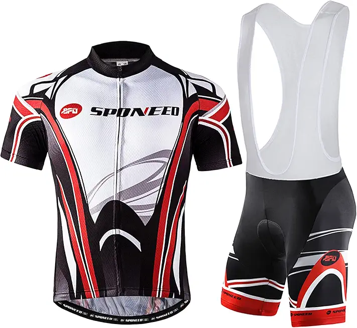 sponeed Men's Cycling Jersey and Bib Short Suit Bicycle Wear Padded Bike Tights