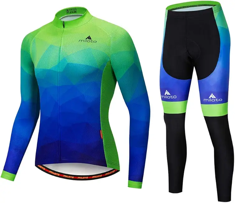Uriah Men's Cycling Jersey and Pants Thermal Fleece Sets Long Sleeve Reflective