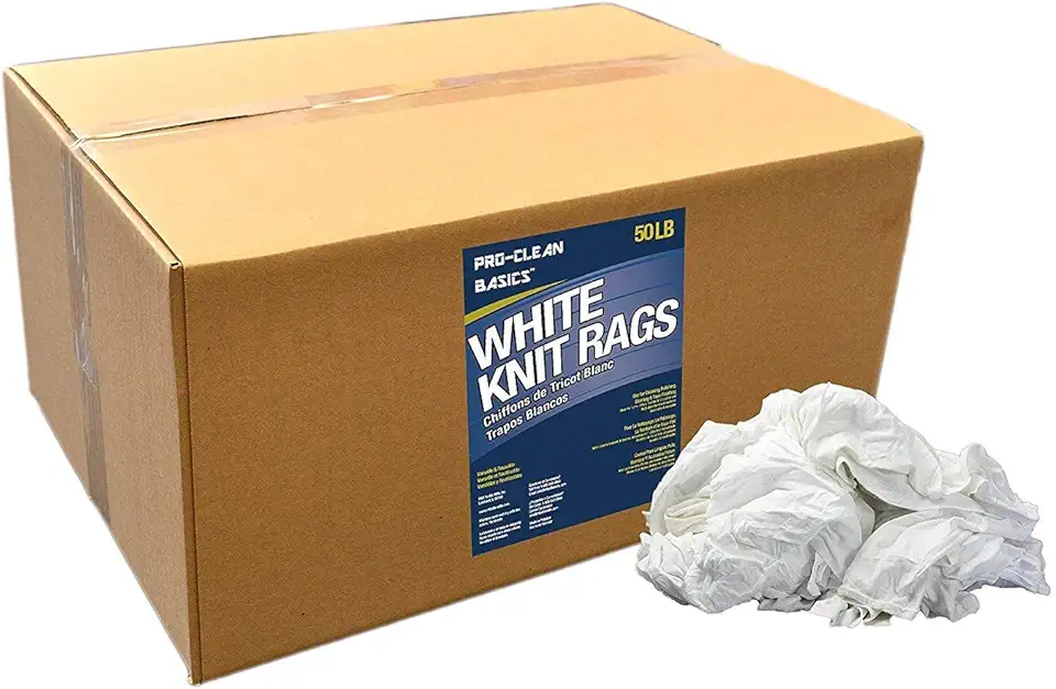 99352 Supreme Quality Smooth Jersey Cleaning T-Shirt Cloth Rags, Lint Free, White, 50 lb Box