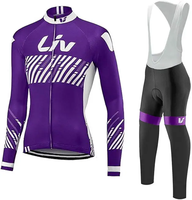 Women's Cycling Jersey Set Bike Jersey Bicycle Winter Thermal Fleece Long Sleeve Suit C26