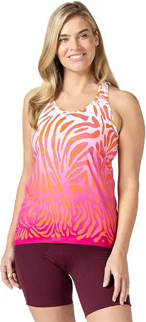 Terry Cycling Jersey Women Soleil Racer Tank - UPF 50+ Fitted Racerback Bike Top for Women