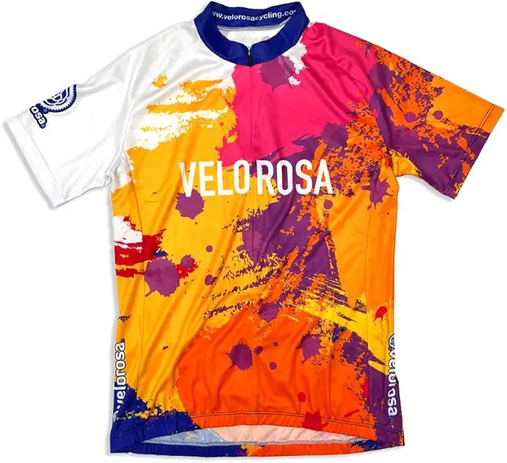 Velorosa Women's Short Sleeve Bike Jersey with Pockets, Color Splash Ladies Cycling Zipper Shirt Top Red Orange