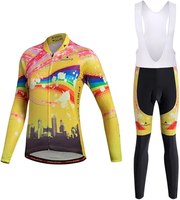 Uriah Women's Cycling Jersey and White Bib Pants Thermal Fleece Sets Long Sleeve Reflective