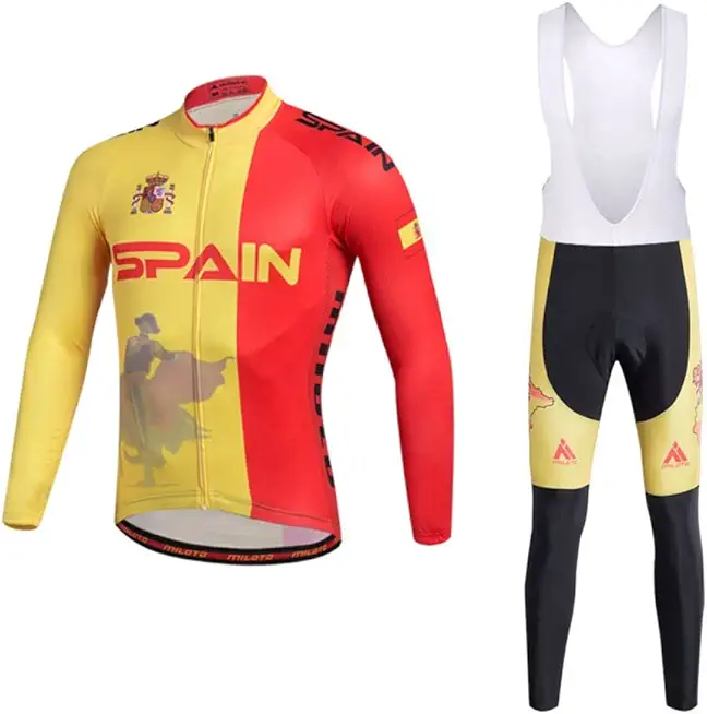 Uriah Men's Cycling Jersey and White Bib Pants Thermal Fleece Sets Long Sleeve Reflective