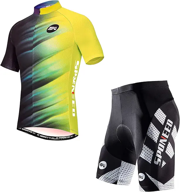 Cycling Men Shirt Jersey Padded Cycle Shorts Pants Bike Riding Tops Cycle Workout Polo for Bicycle US XXXL