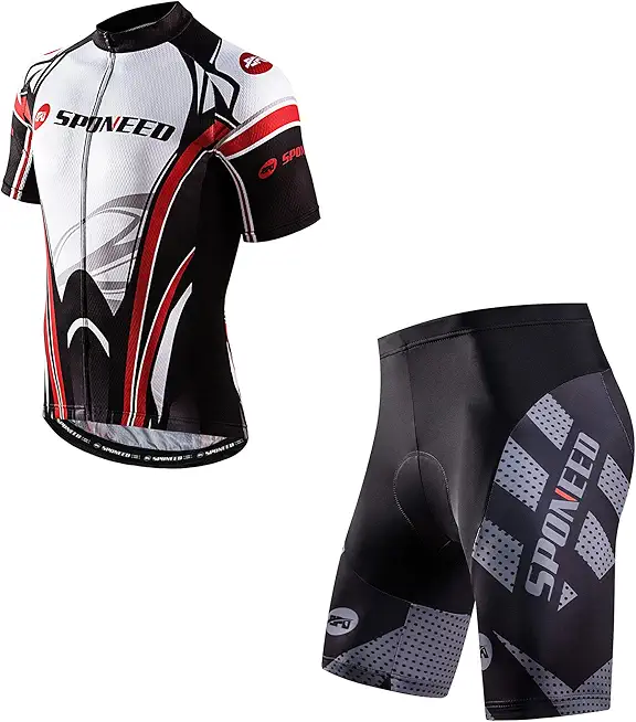 sponeed Men Bike Shorts with Padding Road Biking Pants Gel Pad Cushioned Clothing Bicycle Shirts Cycling Jersey for Men US XL
