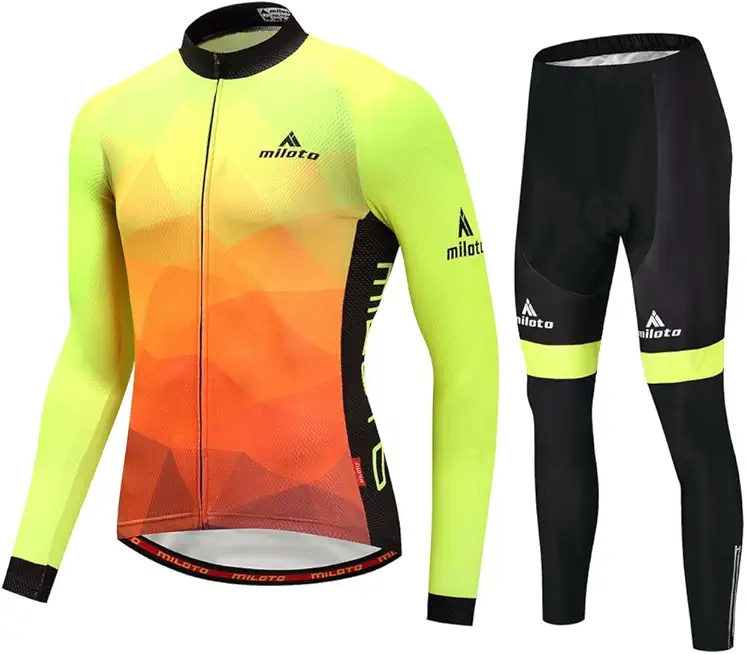 Uriah Men's Cycling Jersey and Pants Thermal Fleece Sets Long Sleeve Reflective