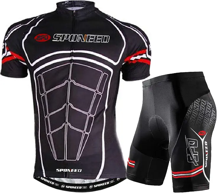 sponeed Men Cycle Outfit Set Bicycle Jersey Road Biker Shorts Trianthlon Cycling Gear Shirts