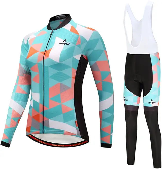 Uriah Women's Cycling Jersey Bib Pants White Sets Long Sleeve Reflective