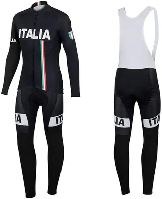 Men's Cycling Jersey Set Bike Jersey Bicycle Winter Thermal Fleece Long Sleeve Suit C7