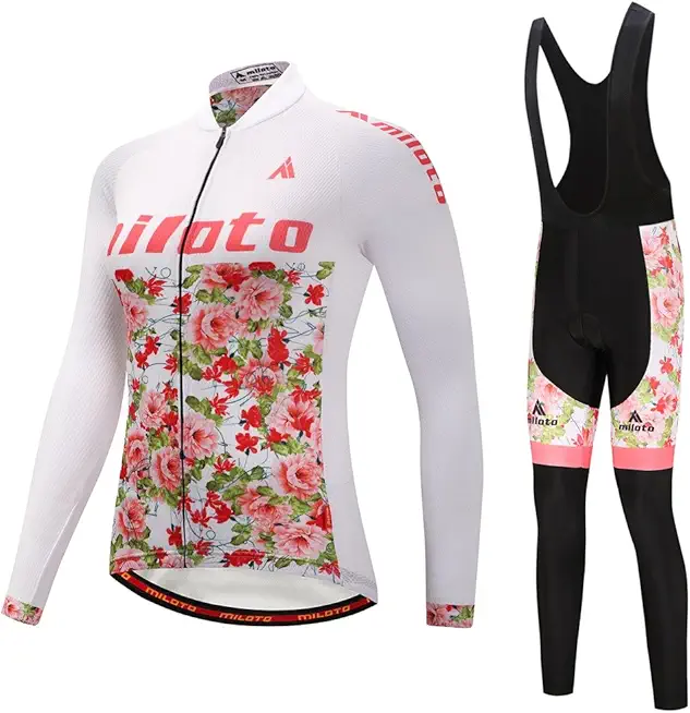 Uriah Women's Cycling Jersey Bib Pants Black Sets Long Sleeve Reflective