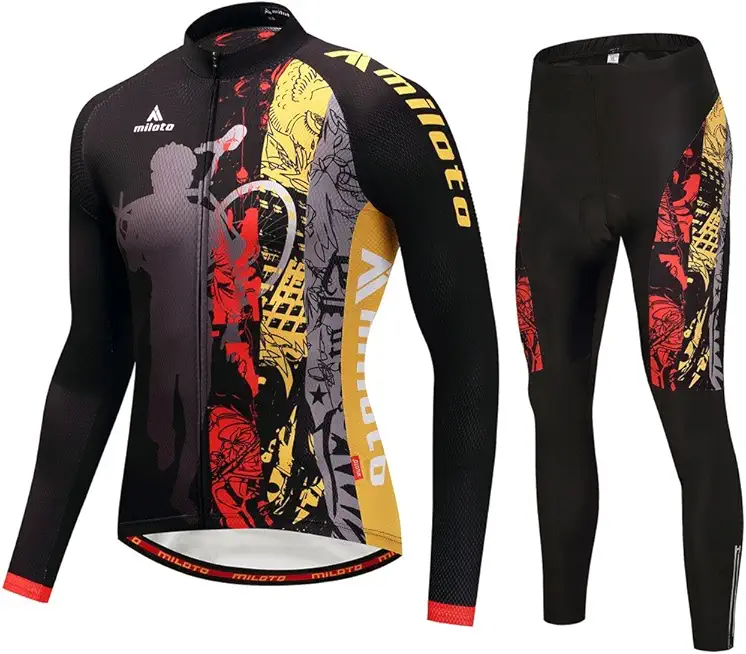 Uriah Men's Cycling Jersey and Pants Thermal Fleece Sets Long Sleeve Reflective