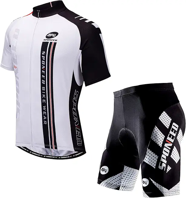 sponeed Bike Shorts for Men 4D Padded Cycling Jersey Short Sleeve S