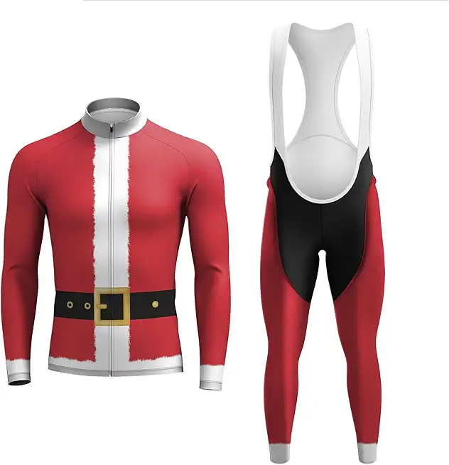 Christmas Cycling Jersey Set Gift For Cyclist Winter Cycling Set Thermal Fleece Bike Jersey Long Sleeve Cycling Jacket