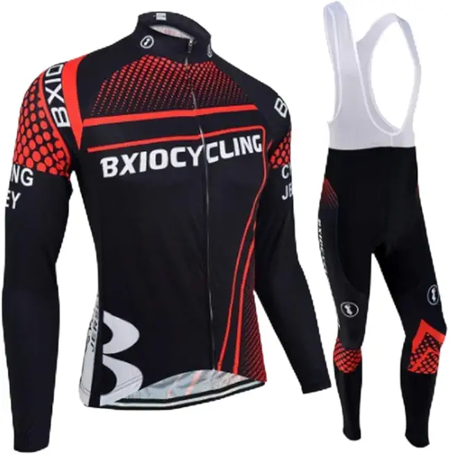 Men's Cycling Jersey Set Bike Jersey Bicycle Winter Thermal Fleece Long Sleeve Suit C214